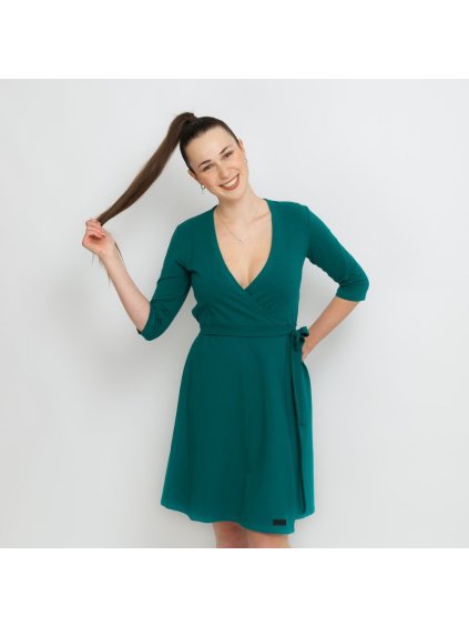 Zelené zavinovací šaty (Velikost M)