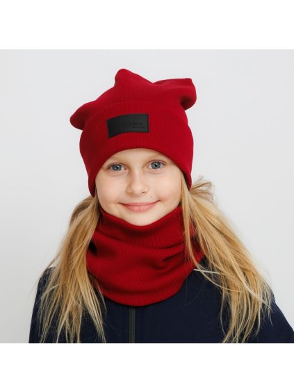 Vínová žebrovaná čepice (Velikost M)