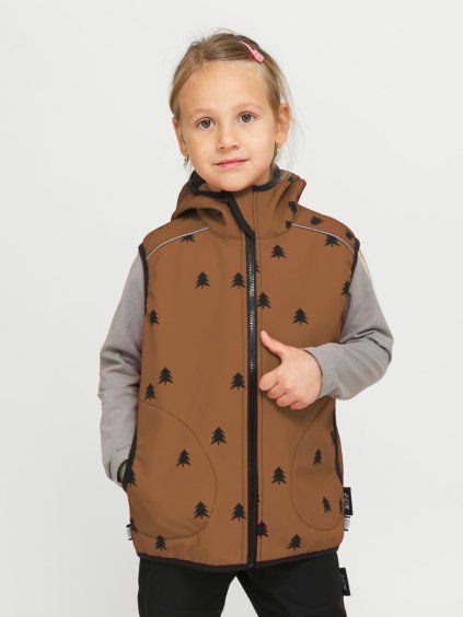 Dětská skořicová softshell vesta LES