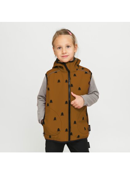 Skořicová softshell vesta les (Velikost 98/104)