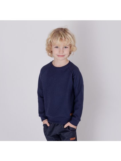 Dětská navy mikina z vafloviny (Velikost 110/116)
