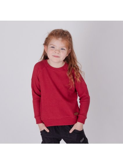 Dětská vínová mikina z vafloviny (Velikost 110/116)