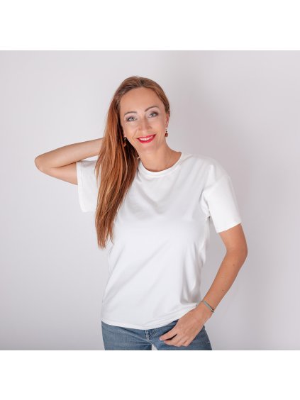 Smetanové kojicí tričko z BIObavlny (Velikost M)