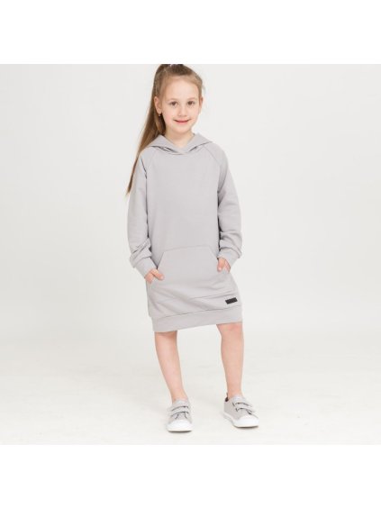 Dětské šedé mikinošaty (Velikost 134/140)
