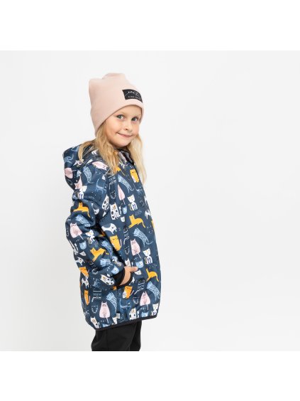 Modrá softshell bunda s kočičkami (Velikost 98/104)