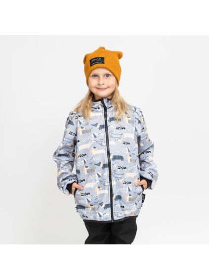 Šedá softshell bunda s pejsky (Velikost 98/104)