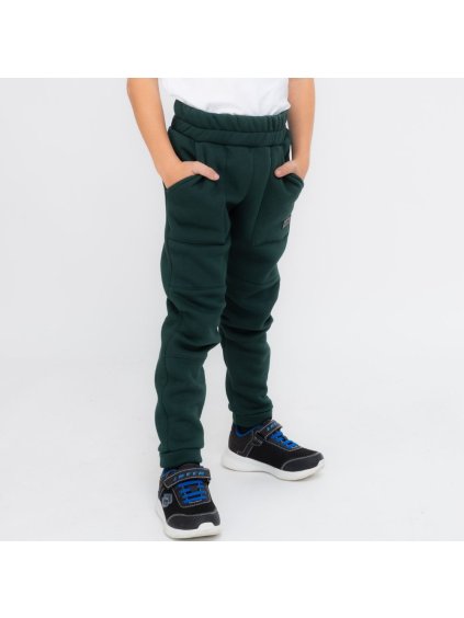 Hřejivé lahvově zelené tepláky (Velikost 134/140)