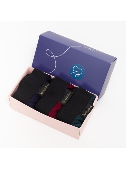 Trio boxerky - vínová/lahvová/navy (Velikost M)
