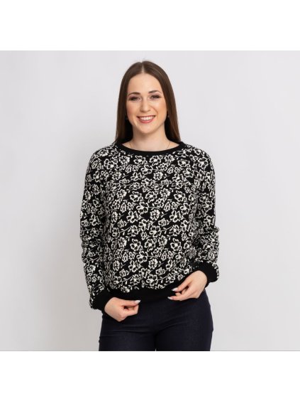 Černá květovaná kojicí mikina (Velikost M)