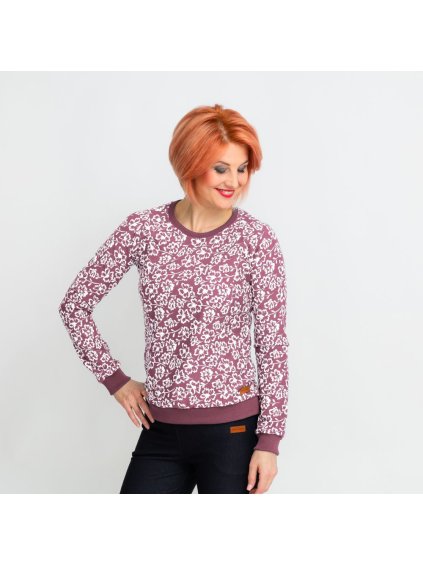 Starorůžová květovaná kojicí mikina (Velikost M)