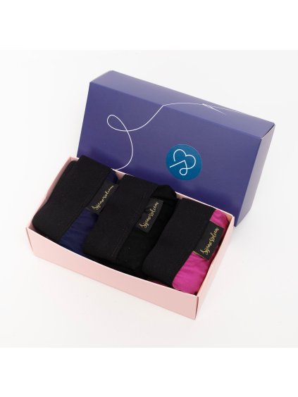 Trio boxerky - navy/černá/fuchsie (Velikost M)