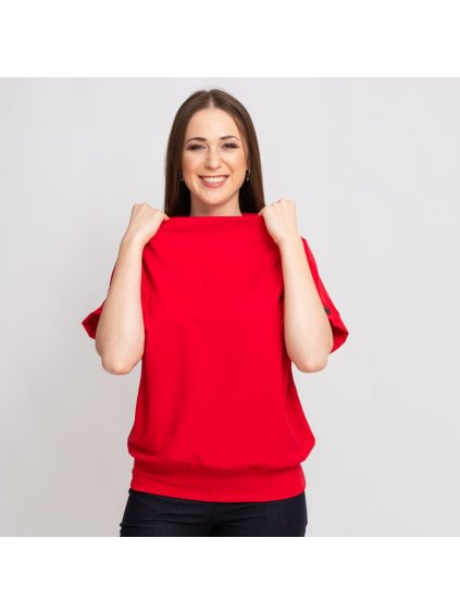 Dámský červený top se stojáčkem (Velikost L/XL)