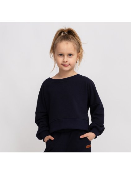 Dětská navy crop top mikina (Velikost 122/128)