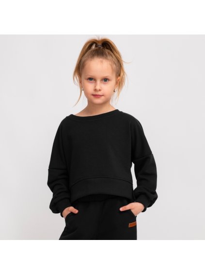 Dětská černá crop top mikina (Velikost 122/128)