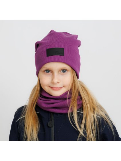 Fialová žebrovaná čepice (Velikost M)