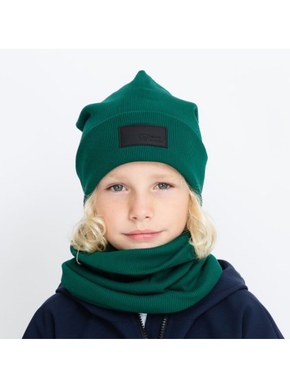 Zelená žebrovaná čepice (Velikost M)