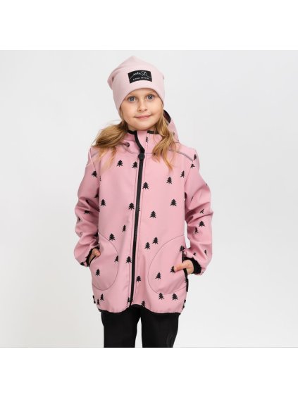 Starorůžová softshell bunda les (Velikost 98/104)