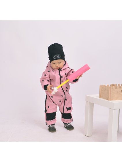 Starorůžová softshell kombinéza les (Velikost 86/92)