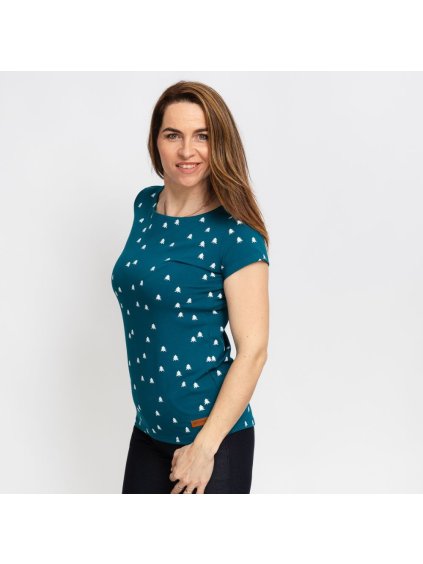 Dámské petrolejové tričko les (Velikost M)