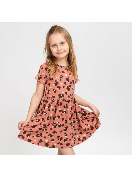 Dětské starorůžové šaty leopard (Velikost 98/104)