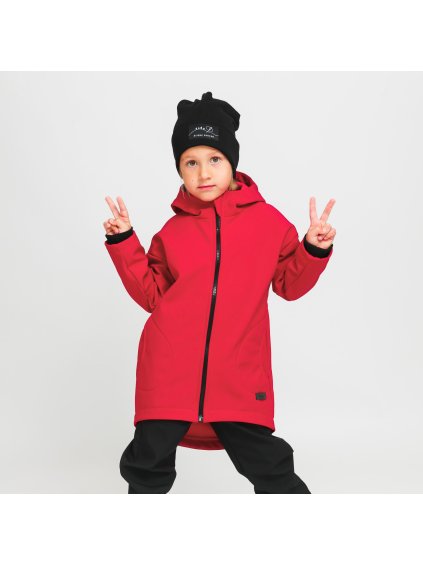 Dětský červený softshellový oversize kabátek (Velikost 110/116)