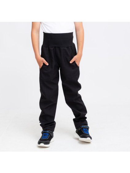 Černé softshellové kalhoty s bambusem a NÁPLETEM 30/15 (Velikost 98/104)