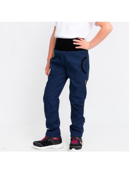 Modré softshellové kalhoty s bambusem a NÁPLETEM 30/15 (Velikost 98/104)