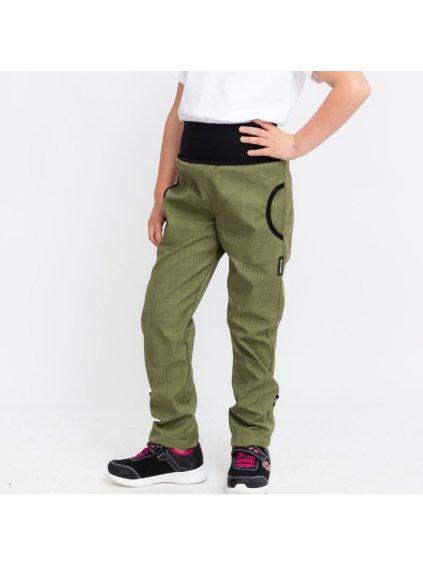 Zelené softshellové kalhoty s bambusem a NÁPLETEM 30/15 (Velikost 98/104)