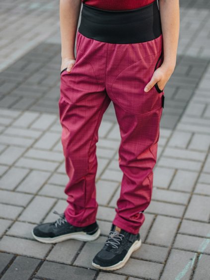 Dětské vínové softshell kalhoty s bambusem 1