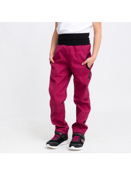 Vínové softshellové kalhoty s bambusem a NÁPLETEM 30/15 (Velikost 98/104)