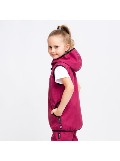 Vínová softshell vesta s bambusem 30/15 (Velikost 98/104)