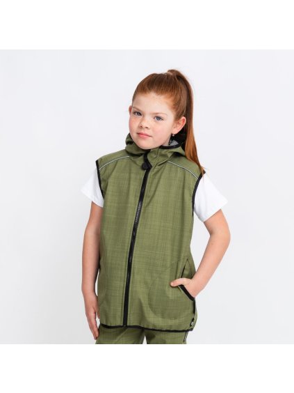 Zelená softshell vesta s bambusem 30/15 (Velikost 98/104)