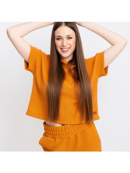 Dámská skořicová 3D crop mikina (Velikost M)