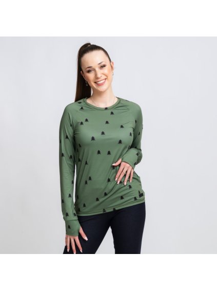 Dámské khaki funkční tričko les (Velikost M)