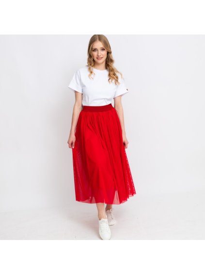 Červená tylová řasená sukně (Velikost S/M)