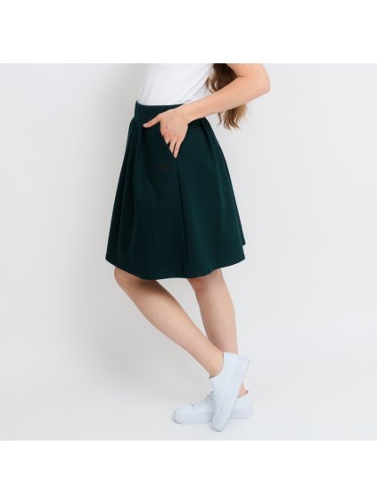 Dámská lahvově zelená punta skládaná sukně (Velikost M)