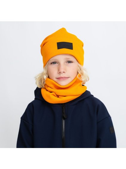 Oranžová žebrovaná čepice (Velikost M)