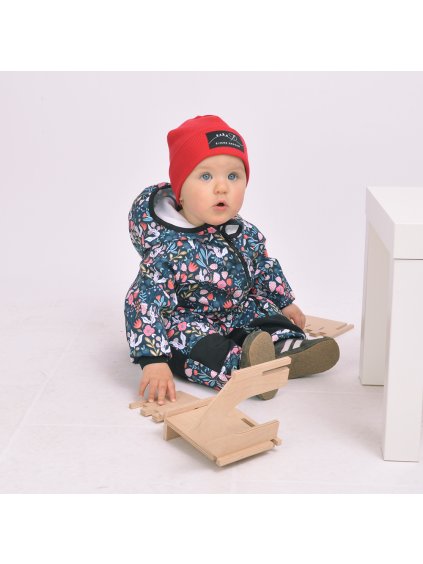 Petrolejová softshell kombinéza s kvítky 30/15 (Velikost 86/92)