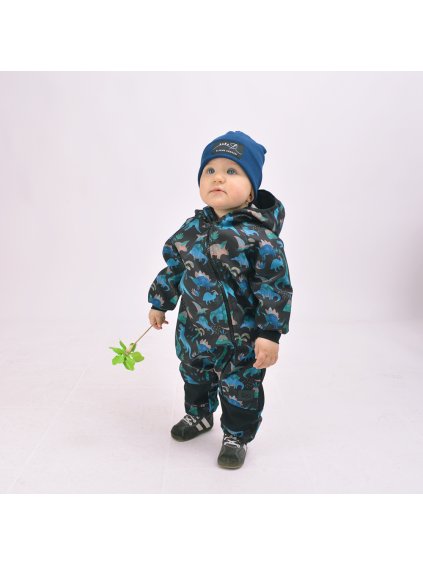 Černá softshell kombinéza s dinosaury 30/15 (Velikost 86/92)
