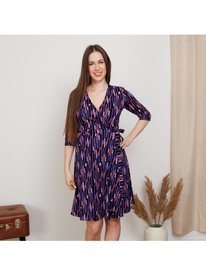 Fialové zavinovací šaty (Velikost M)