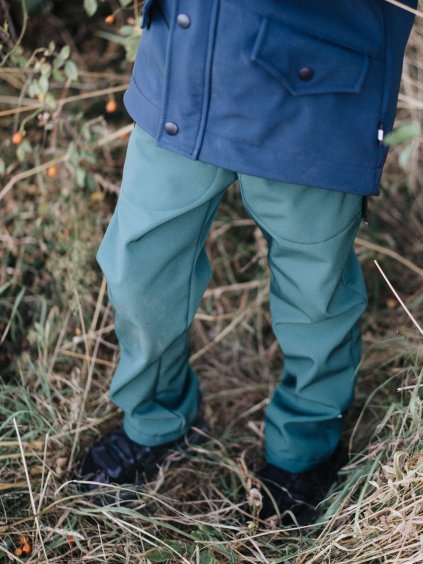 Dětské zelené softshell kalhoty s fleecem 1