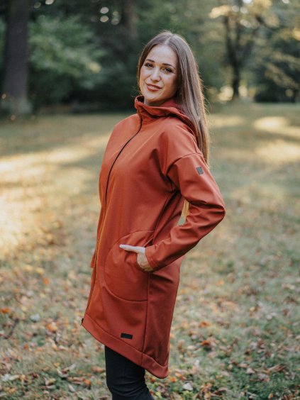 Dámský terakota softshell oversize kabátek 1