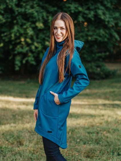 Dámský petrolejový softshell oversize kabátek 1