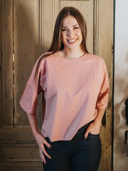 Dámské oversize tričko chill růžové 1