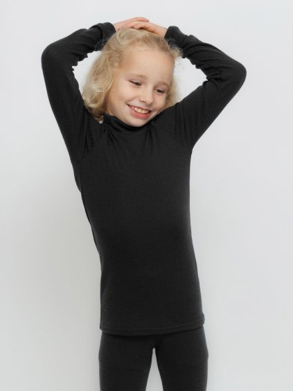 Dětské černé merino tričko