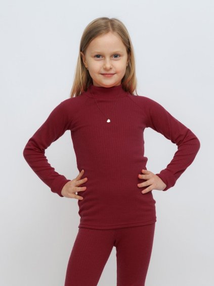 Dětské vínové merino tričko