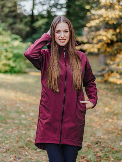 Vínový oversize kabátek