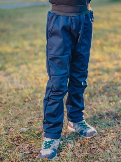 Dětské navy stretch softshell kalhoty s fleecem 1