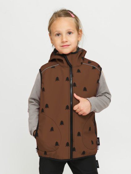 Dětská čokoládová softshell vesta LES