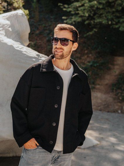 Pánský oversize kabátek Black